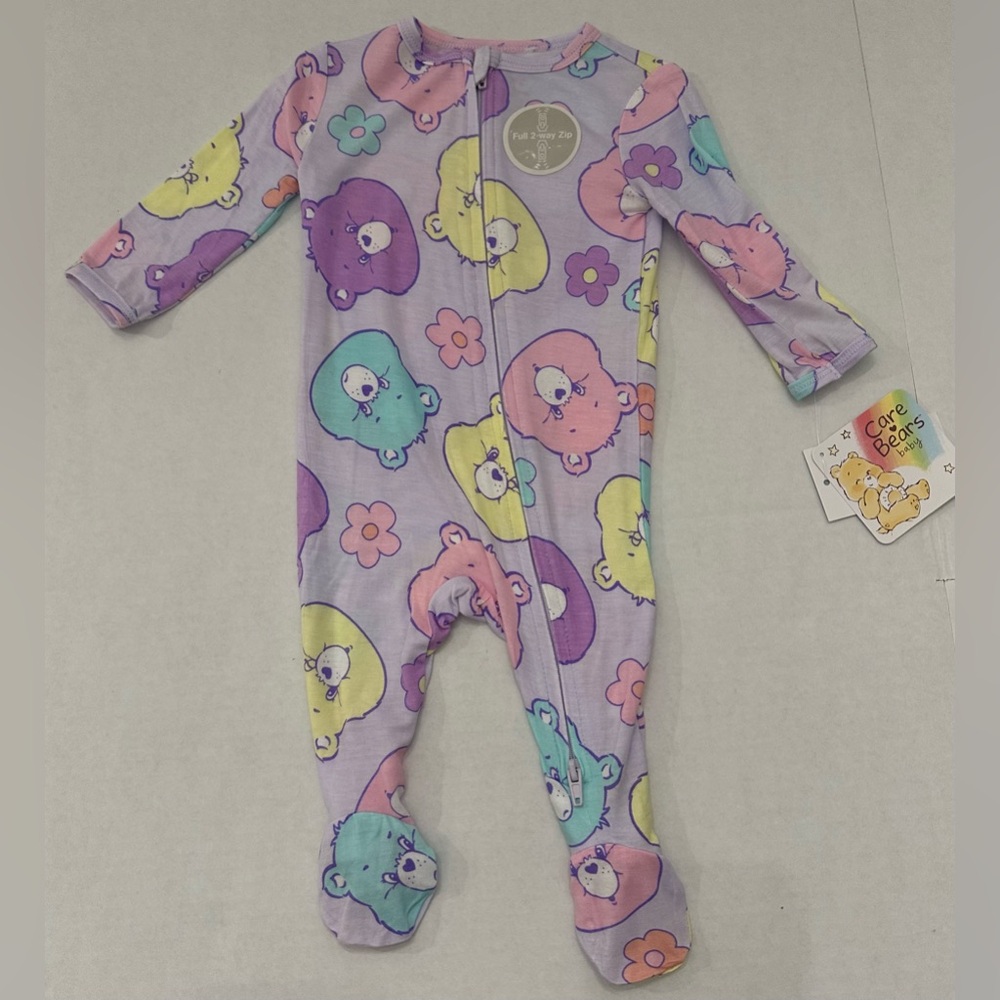 Care Bears Baby Girl Cozy and Comfortable Viscose 2-Way Zip Footed Sleep N Play